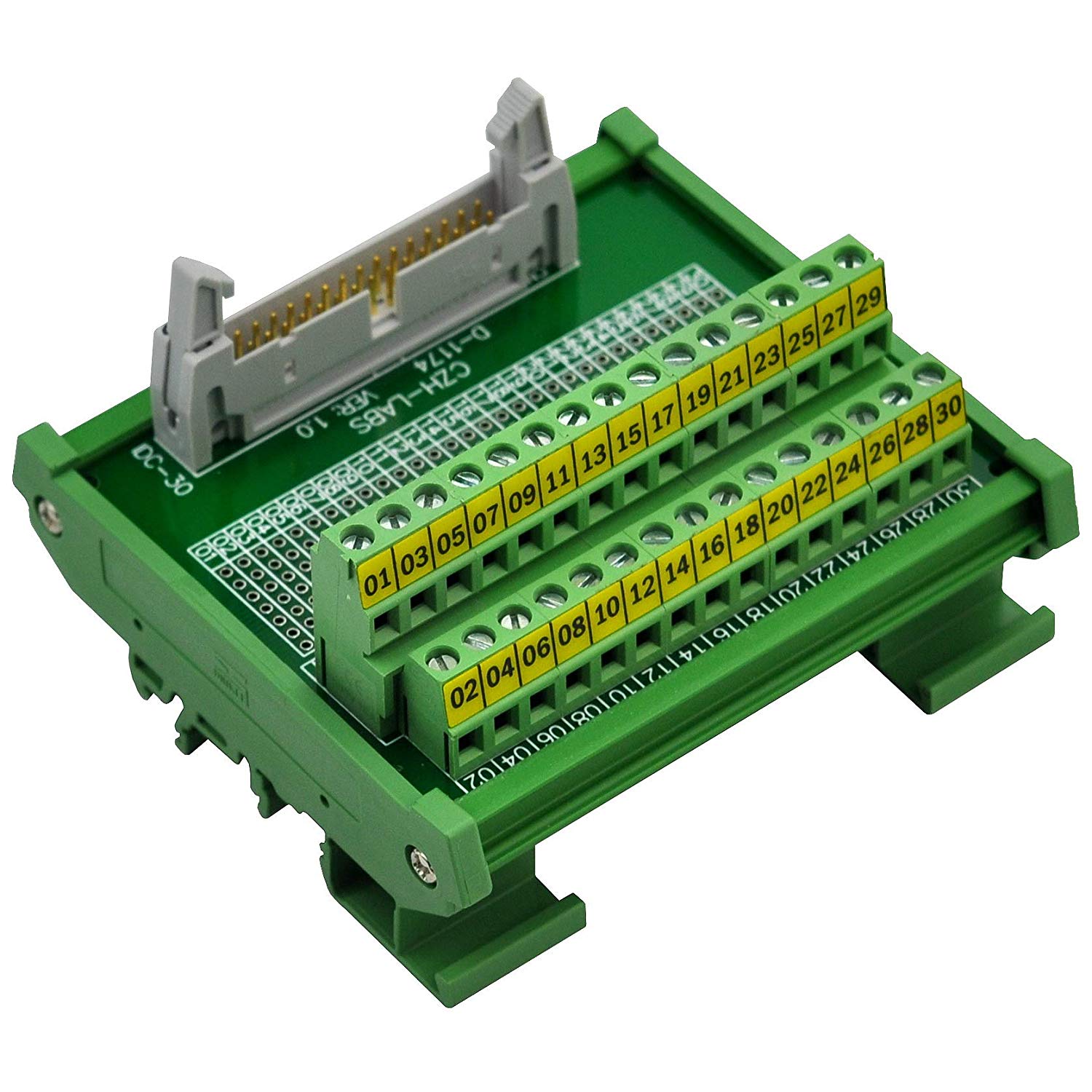 CZH LABS DIN Rail Mount IDC 30 Male Header Connector Breakout Board 