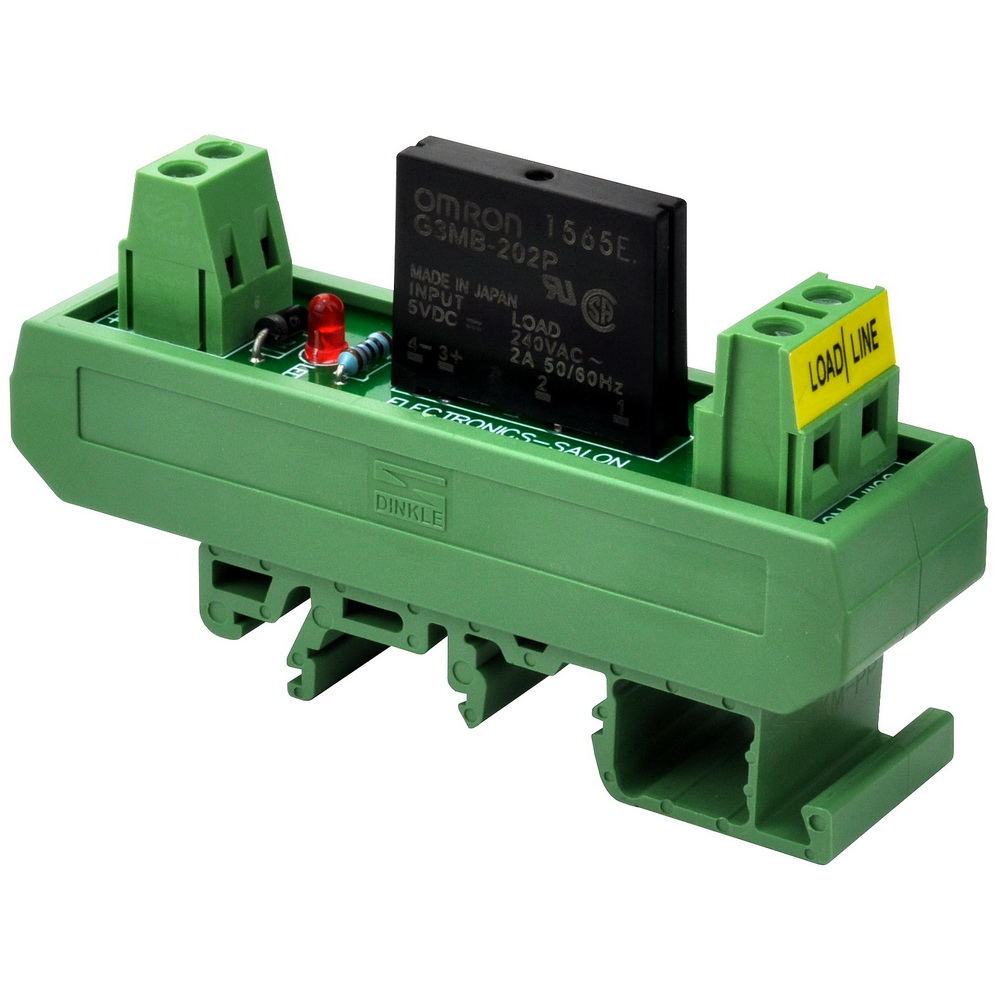 ELECTRONICSSALON DC 5V Slim DIN Rail Mount 2Amp AC Solid State Relay