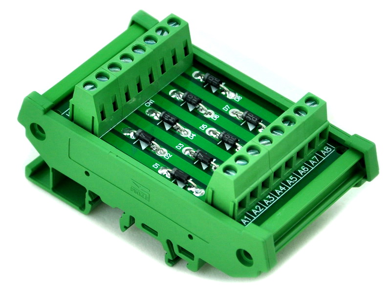 ELECTRONICSSALON DIN Rail Mount 8 Individual Diode Module, 1N4007 1A