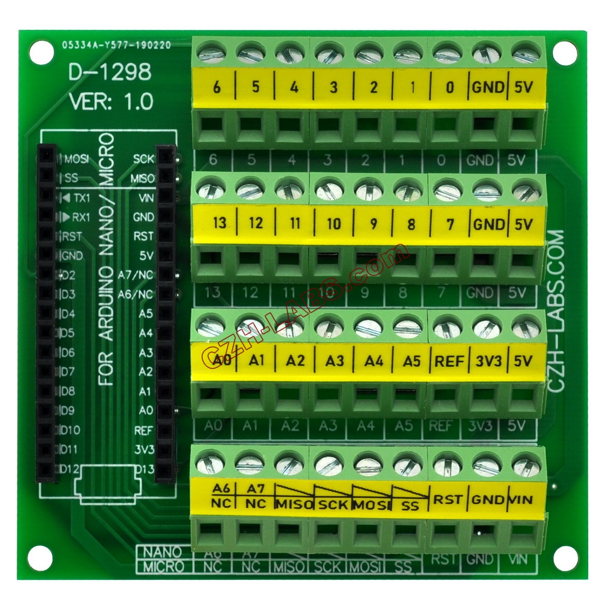 Screw Terminal Block Breakout Module Board for Arduino NANO/MICRO.