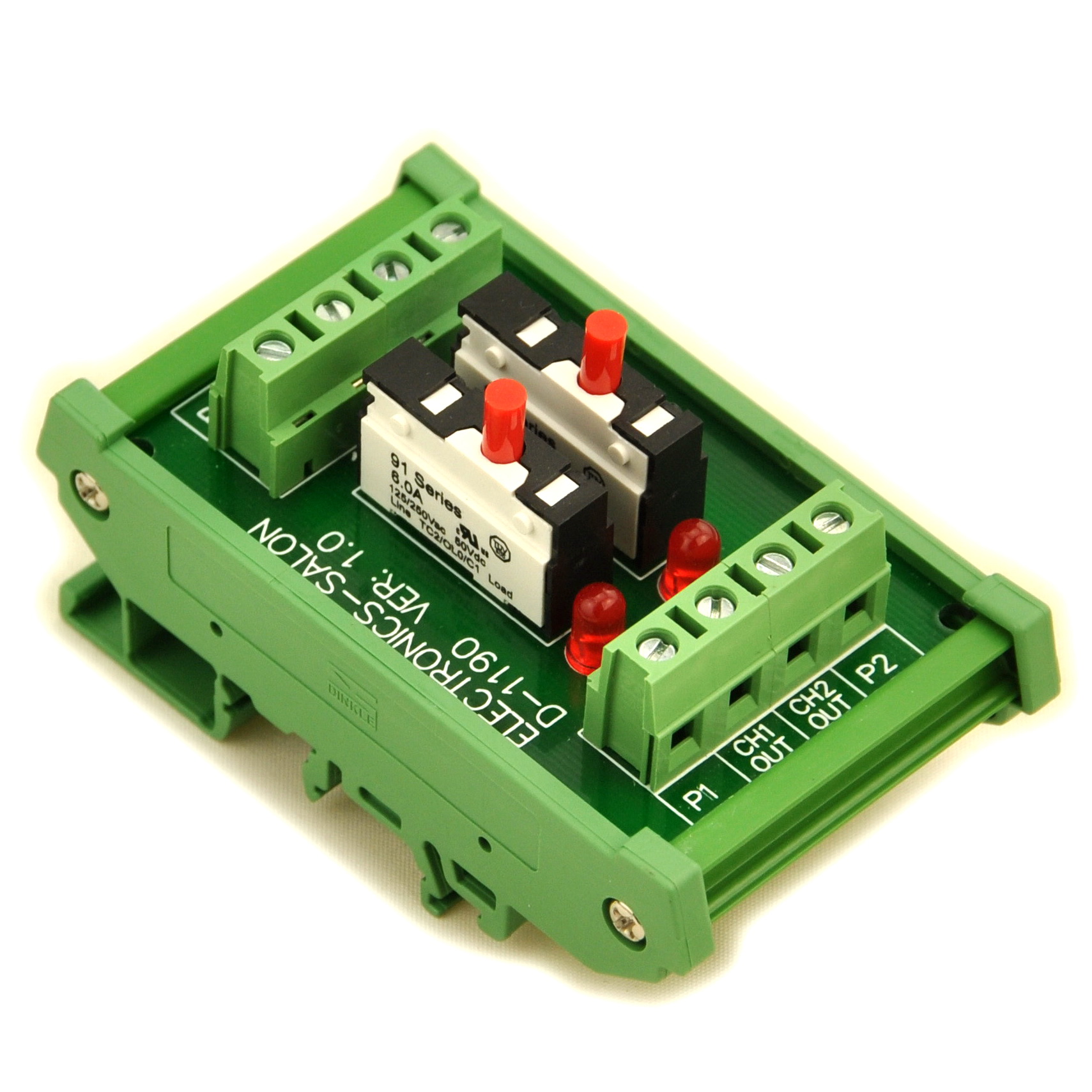 ELECTRONICS-SALON DIN Rail Mount 2 Channel Thermal Circuit Breaker