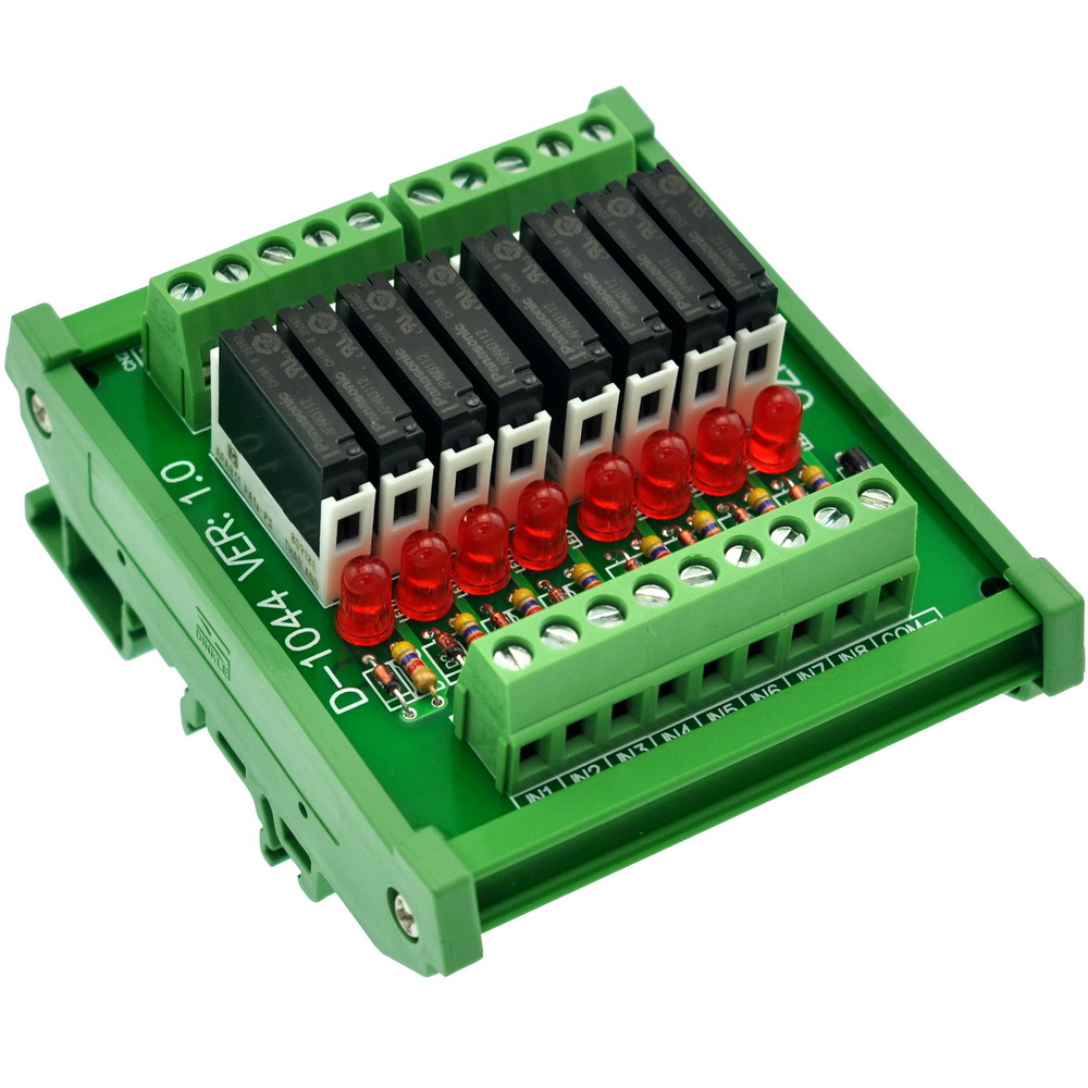 CZHLABS Slim DIN Rail Mount DC12V Source/PNP 8 SPSTNO 5A Power Relay