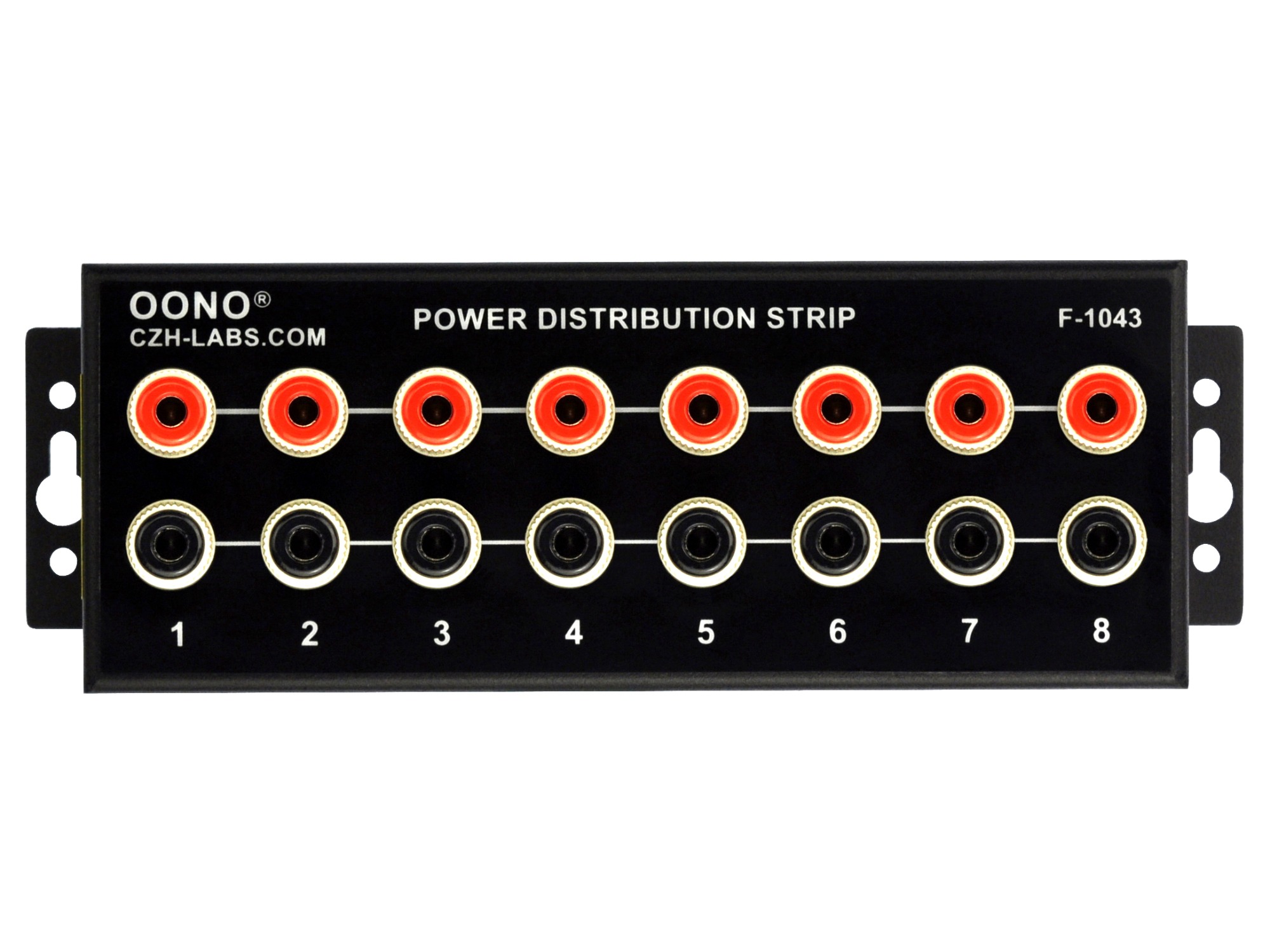 OONO F1043 Banana Jack 8 Outlet Power Distribution Strip Box