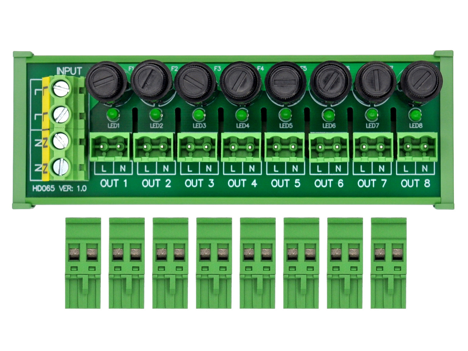 DIN Rail Mount AC 24 250V 8 Channel Pluggable Side Wiring Terminal