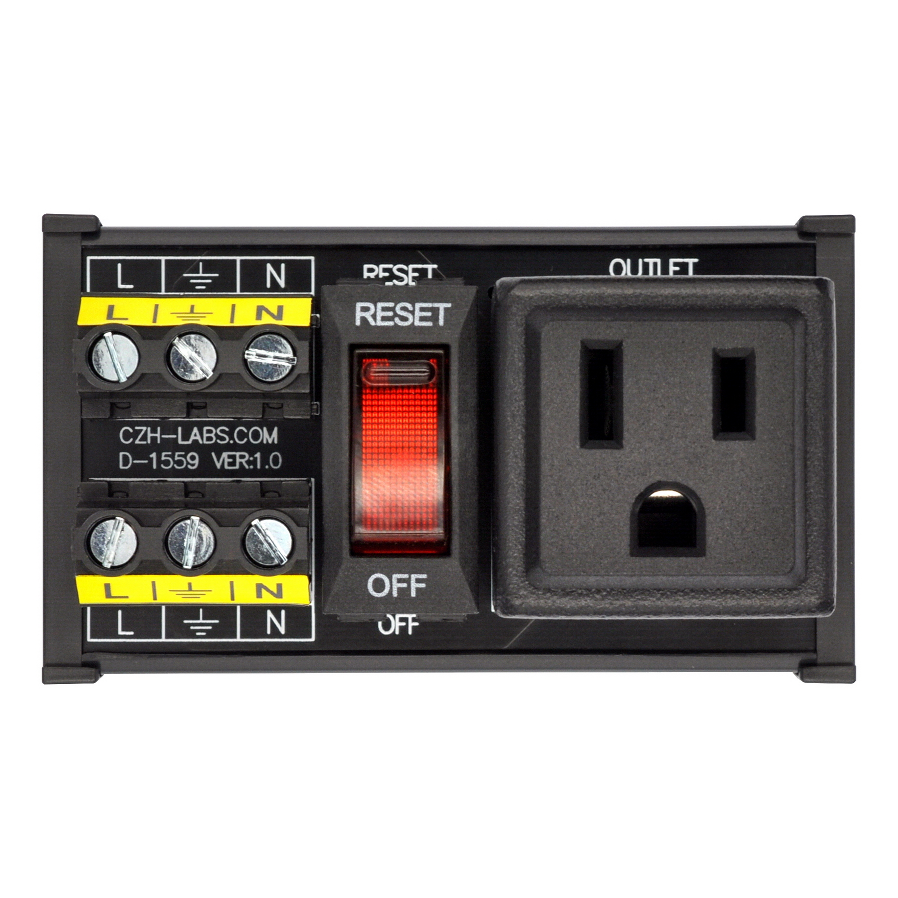 DIN Rail Mount AC 120V NEMA 515R Single Receptacle Outlet Power Strip
